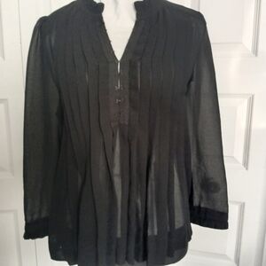 ba&sh pleated mandarin collar sheer blouse top size 1 small EUC